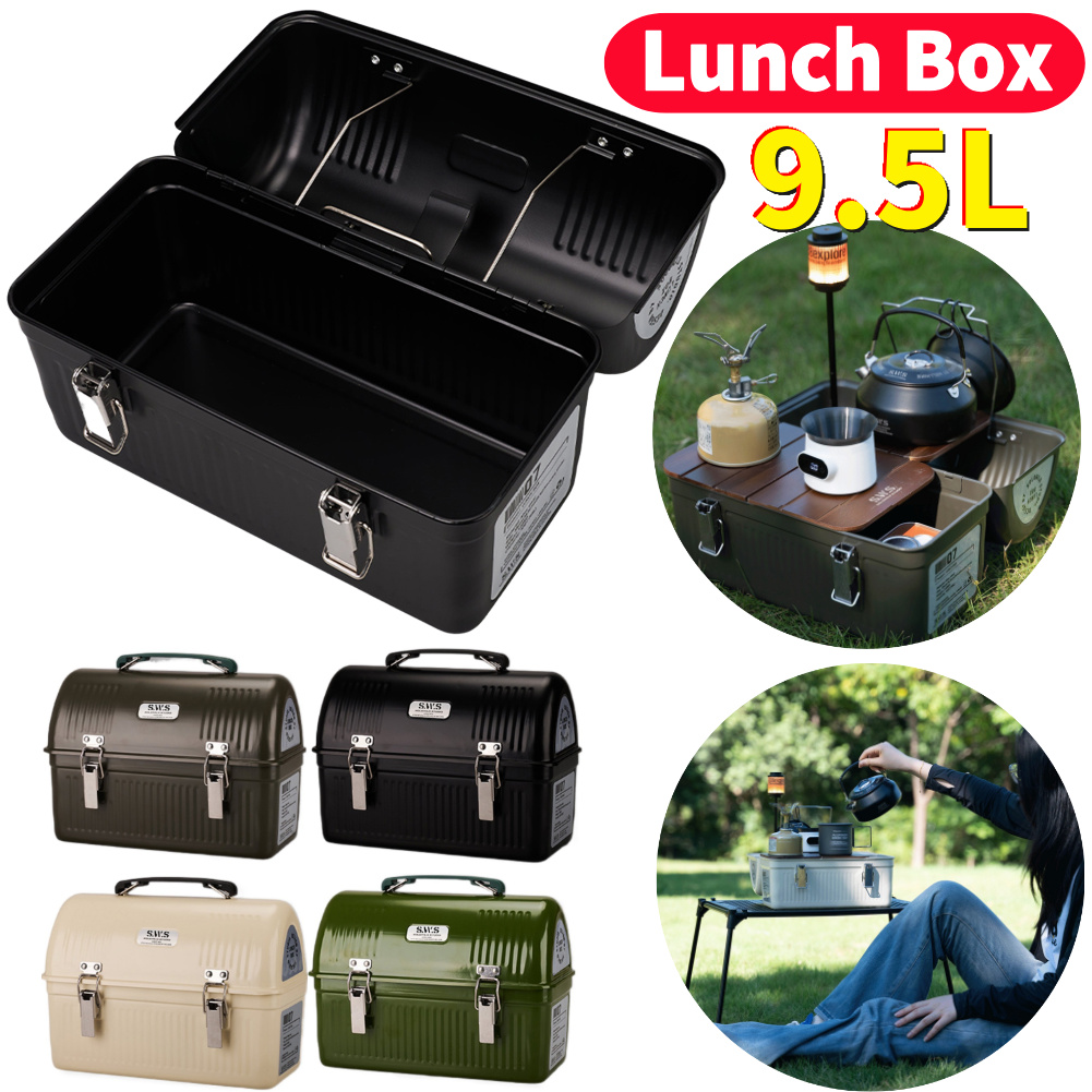 Outdoor Camping Store - 9.5L Vintage Camping Metal Lunch Box