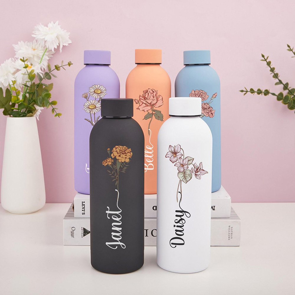 Outdoor Camping Equipment - Customized Floral Water Bottle, Portable Outdoor