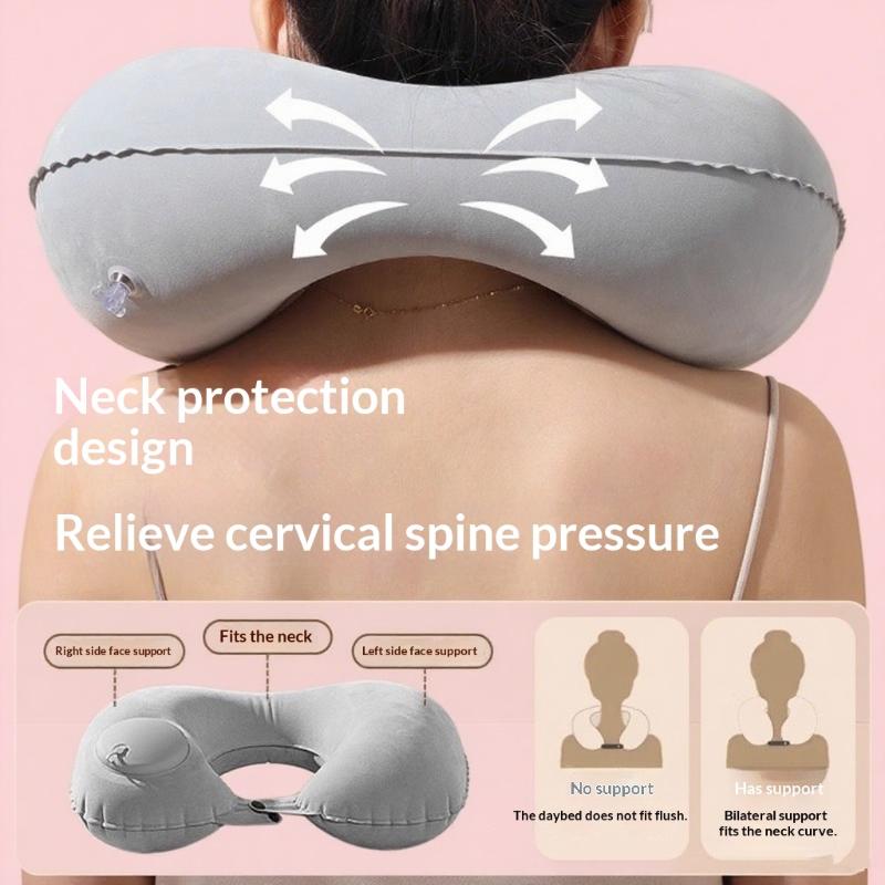 Outdoor Camping Store - New Flocking Inflatable Portable Neck Pillow