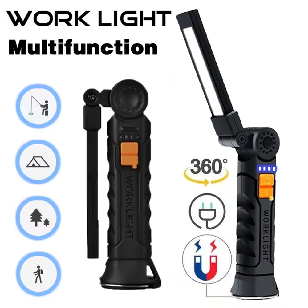 Outdoor Camping Lights - Portable COB LED Flashlight USB Rechargeable