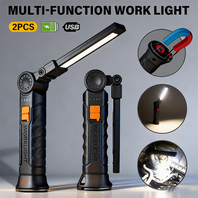 Outdoor Camping Lights - Portable COB LED Flashlight USB Rechargeable