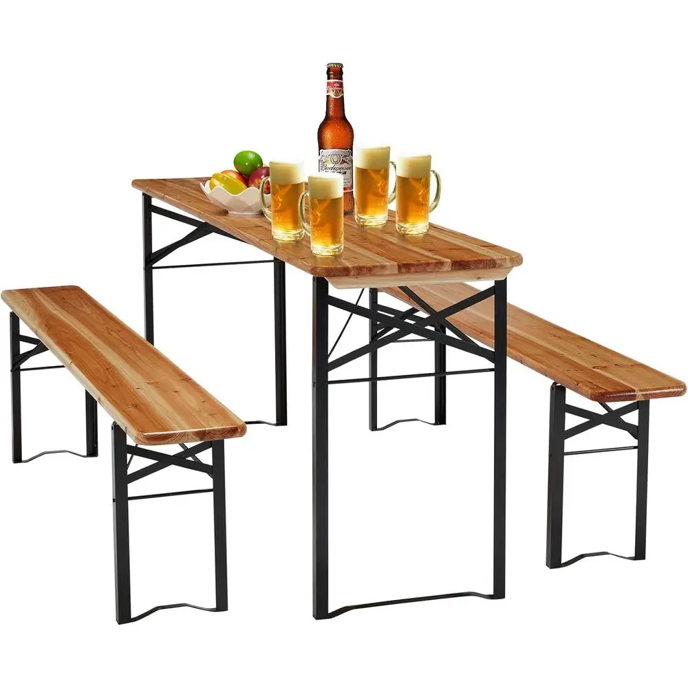 Outdoor Camping Dining Set - Portable 70 3-Piece Picnic Table and