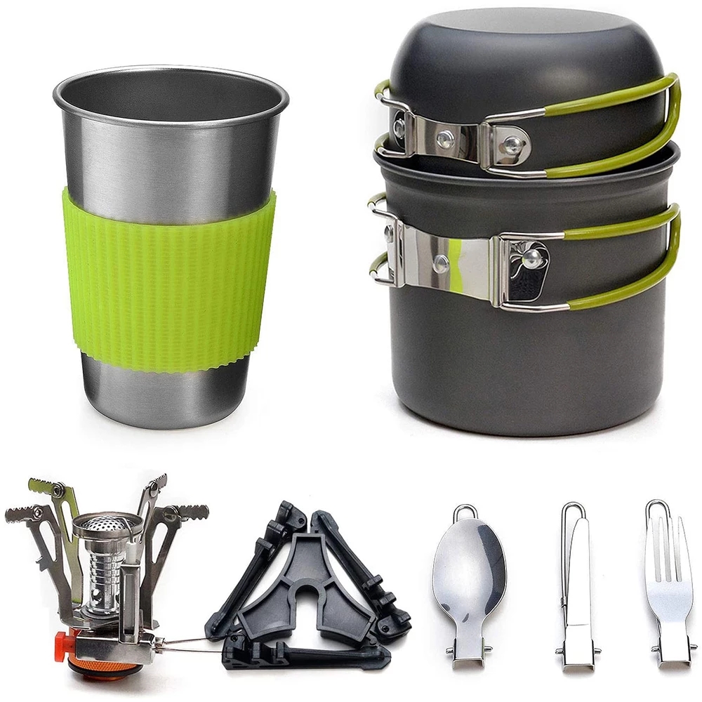 Outdoor Camping Kitchen Set - Camping Cookware Kit with Stove Outdoor