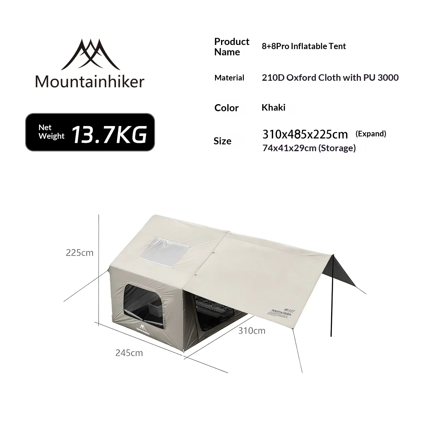 8+8㎡ MOUNTAINHIKER Inflatable  - Outdoor Camping Inflatable Tent recension och pris